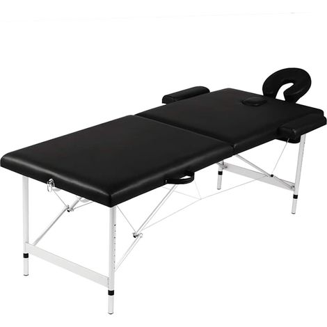 Table de massage pliable 2 zones, cadre en aluminium noir, hauteur réglable avec sac - PANGIVO (1/5)