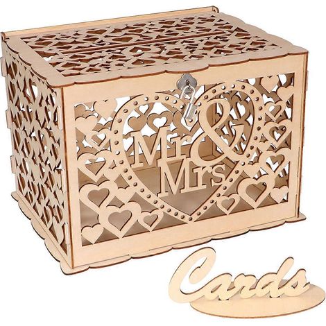 Boîte à cartes en bois pour mariage, boîte à lettres de mariage, boîte à cartes cadeaux, porte-cartes de mariage (1/5)