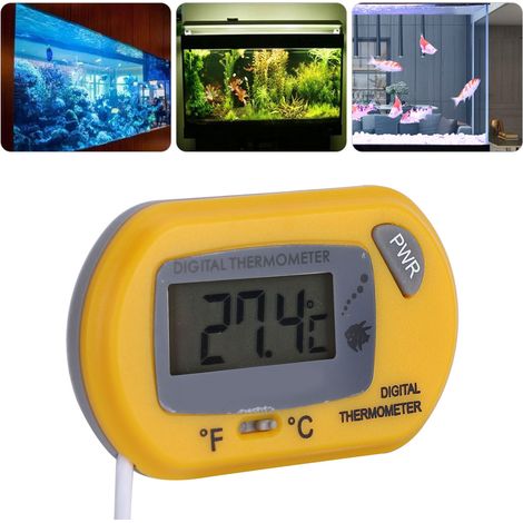 Thermomètre numérique jaune pour aquariums avec écran LCD (1/5)