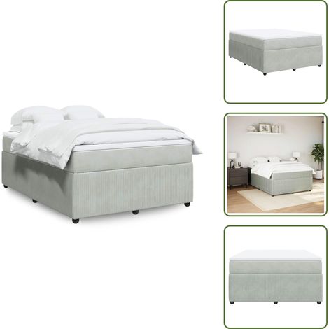 Boxspringbett mit Matratze Hellgrau 160x200 cm Samt - Boxspringbett - Boxspringbetten - Bett - Bett Mit Stauraum (1/5)