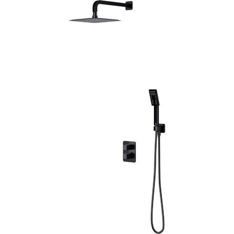 OMNIRES Parma - Set doccia con termostatico ad incasso, con corpo incasso, 20x20 cm, 3 getti, nero opaco SYSPM11BL