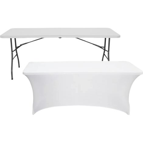Set Mesa Plegable Rectangular con Funda para Catering 240x74cm 7house