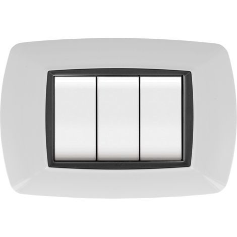 PLACCA LIFE LIVING PLAST BIANCO 7P CORNICE NERO- ELETTROCANALI- 1,0 pz