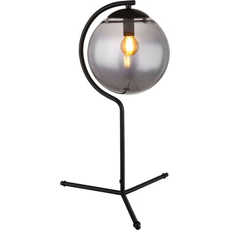 Globo - lámpara de mesa - Porry - negro - vidrio vidrio ahumado -