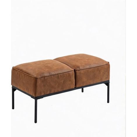 Table de chevet marrón en cuero Sintético Acero 80 x 40 x 46 cm (1/5)