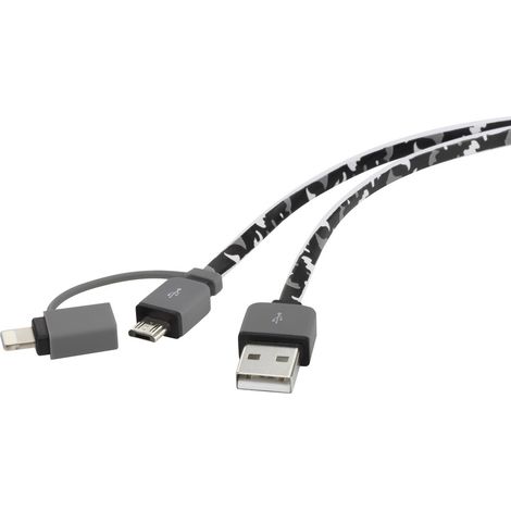 Renkforce USB-Kabel USB 2.0 USB-A Stecker, USB-Micro-B Stecker, Apple Lightning Stecker 0.20 m Camo (1/3)