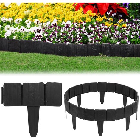 Un ensemble de 20 bandes de bordure de jardin en plastique, pliables, adaptées aux plantes, aux pelouses et aux parterres de fleurs (noir). (1/5)