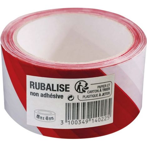 SANS MARQUE - Rouleau rubalise blanc/rouge 48 mm x 100 m