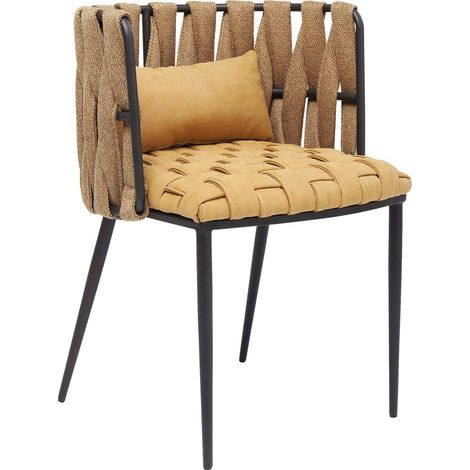 Kare Design Sedia Cheerio con Braccioli, Giallo Curry, 75X55X52 cm, Altezza di Seduta 48 cm, Sala da Pranzo, Sedia Singola (1/5)