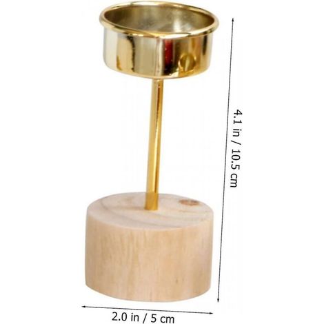 Bougeoir conique vintage pour décoration d'intérieur, support pour bougeoir, décoration de bureau, décoration d'intérieur, base en bois, bougeoir en métal délicat, 2 pièces (1/3)