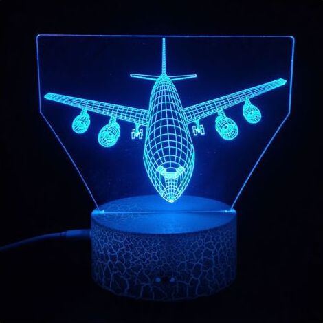 3D Avion LED Lampe Art Déco Lampe lumières LED Décoration Lampe Contrôle à distance 7/16 couleurs Change USB Powered Enfants Cadeau Anniversaire Noël Cadeau- (1/5)