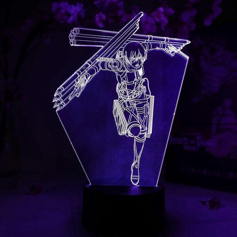 Lampe Mikasa Final Otaku, figurine de veilleuse inspirée de l'anime Attack on Titan, saison finale, LED RGB 16 couleurs, télécommande, décoration 3D pour chambre d'anime, cadeau idéal pour les fans d' (1/5)