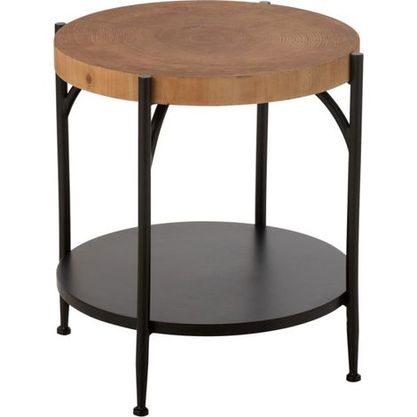 Table d'Appoint Avec Étagère "Mia" 50cm Naturel & Noir (1/5)