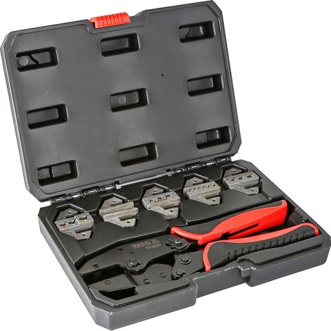 YATO Crimpzangensatz 6-tlg. 0,5-16 mm² mit 5 Pressbacken Ratsche 220 mm (1/5)
