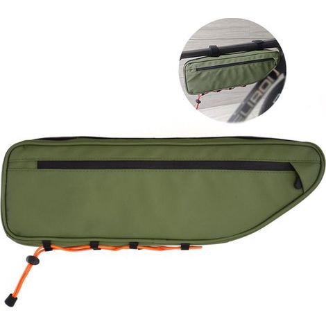 Sacoche de cadre pour vélo 3 L, imperméable et réglable, sac de rangement pour vélo de route et bikepacking, fixation pratique, vert (1/5)