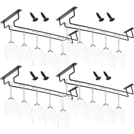 pub, Lot de 4 porte-gobelets à vin en métal 40 cm à suspendre pour bar, cuisine, restaurant efficacité max (1/5)
