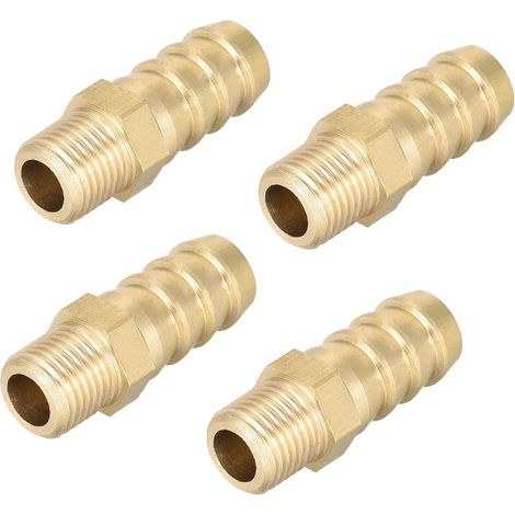 Raccord Cannelé Tuyau Laiton Connecteur 10mm x M10 x 1 4Pcs (1/3)