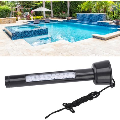 Thermomètre Flottant pour Bassin Thermomètre de Piscine Ronde avec Corde pour Température d'Eau Spas Bassins Chauds Extérieur Intérieur Noir Matière Plastique Résistant (1/5)