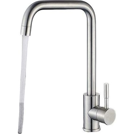 Robinet de Cuisine Mitigeur Evier Bec Pivotant à 360° en Laiton Durable en Acier Inox Brossé Anti-Empreinte Robinetterie Cuisine avec Mousseur ABS Bon Rapport Qualité Prix (1/5)