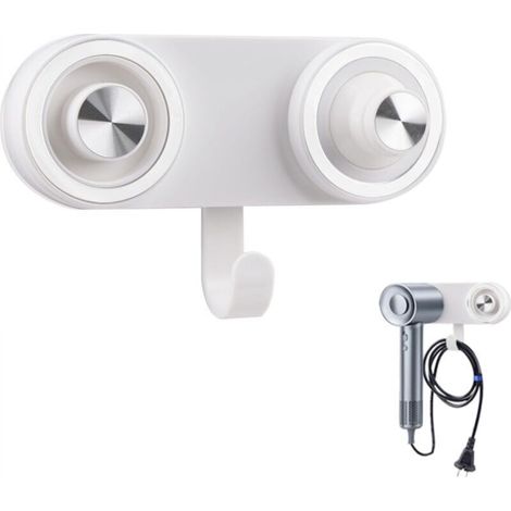 [NON UTILIZZATO] Supporto a parete per asciugacapelli, con attacco magnetico ad alta velocità e beccuccio magnetico, ideale per bagni e hotel (bianco)