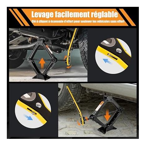 Kit Cric Voiture 2T, cric à Ciseaux Portable Universel pour Voitures et SUV (1/3)