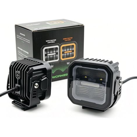 Projecteur de travail LED 3 pouces 40W 4000lm 9-30V, rotation à 360 degrés, feux de jour ambre et blancs, pour camions, SUV, quads et SSV, 1 pièce (1/5)
