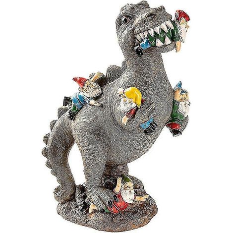 Dinosaurier-Gnom-Statue, Gartenfigur, Dinosaurier fressende Gnome, Gartendekoration für den Außenbereich (1/5)