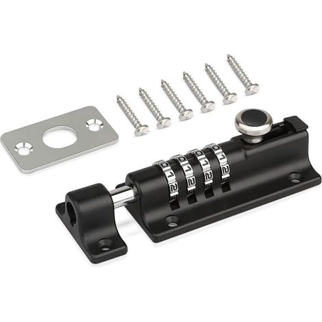 Lot de 1 serrures de porte à combinaison, serrures à code, serrures à combinaison pour chenils, granges, hangars, entrepôts, noir (1/5)