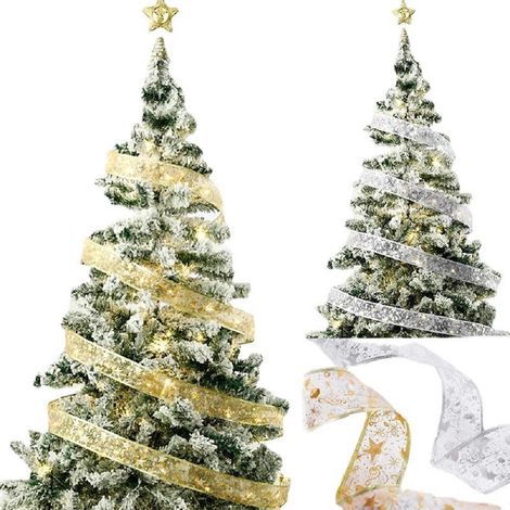 50 LED-Weihnachtsschleifen (5 m) mit LED-Lichterketten, Weihnachtsbaumschmuck, Neujahrsdekoration (1/5)