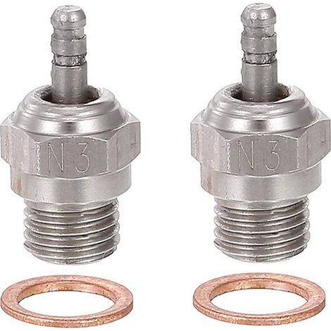 2PCS Bougie de préchauffage RC Nitro N3 pour voiture RC, camion et buggy 1/10 compatible avec Traxxas Kyosho HSP HPI Redcat (1/5)