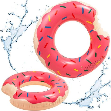 Natation 120cm – Bouée Donut rose taille de la Piscine et de l'Eau (1/5)