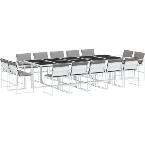 Maison Exclusive - Set da Pranzo da Giardino 15 pz con Cuscini Bianco in Textilene