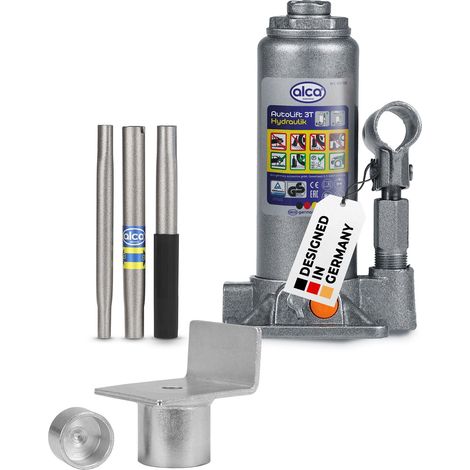 alca® hydraulischer Wagenheber mit L-Adapter I Stempelwagenheber aus Stahl I Hubhöhe 195–380 mm I Autoheber für PKW, SUV, Transporter – Unterstellheber mit Adapter für empfindliche Fahrzeugteile