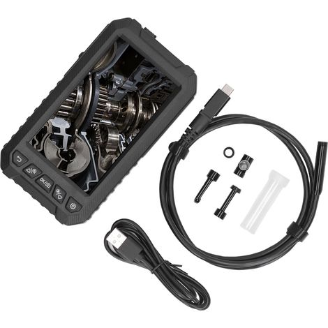 Industrielles Endoskop mit 8-mm-Objektiv, 1 m starrem Kabel, 1080p HD, 5-Zoll-IPS-Bildschirm, digitale Boroskopkamera für Fahrzeug- und Rohrleitungsinspektionen (1/5)