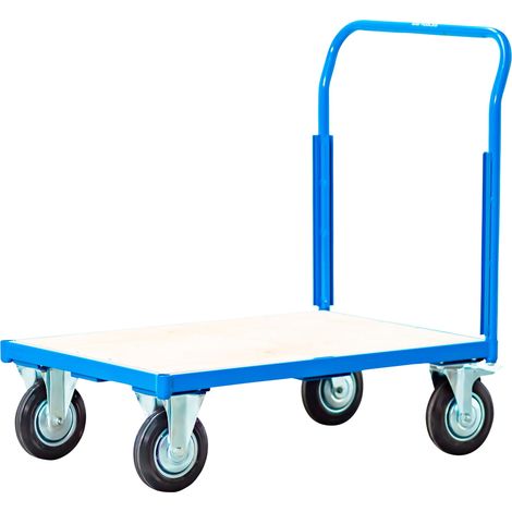 Mw Tools – Chariot de transport 1 plateau 500 kg – Construction tubes d'acier – Surface bois – Roues fixes et pivotantes – SH501 (1/5)