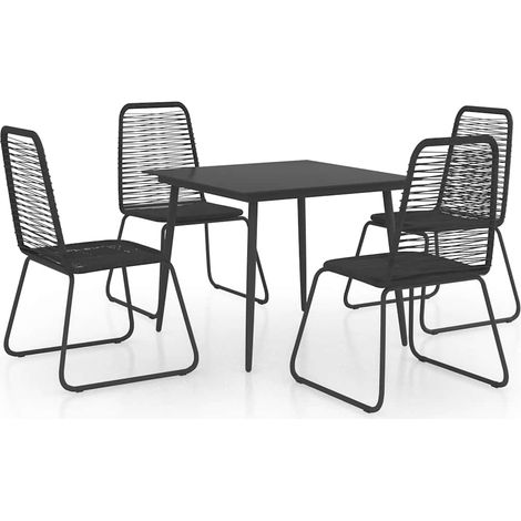 Set da Pranzo da Giardino 5 pz Salotto da Giardino in Rattan PVC Nero (1/5)