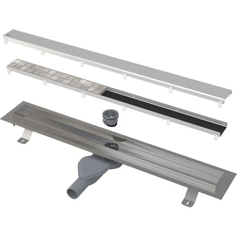 Alcadrain APZ13-DOUBLE6 Fit and Go Duschrinne mit Rand für den Beidseitiger Rost (1/2)