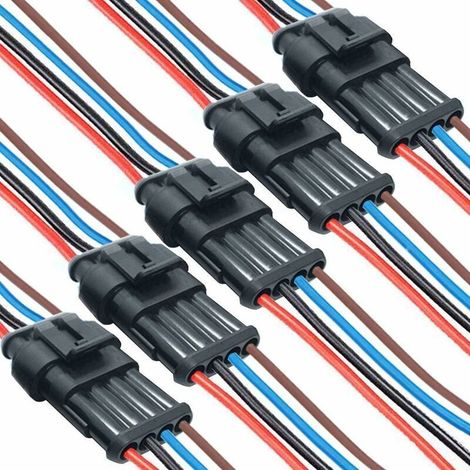 - Connecteur Electrique Moto.connecteur de câble Automobile à 4 Pin. Voiture Fiche Etanche avec Fil 16 AWG. pourpour Moto Scooter Auto Truck Marine Fil Harnais Sockets(5 Pack) (1/4)