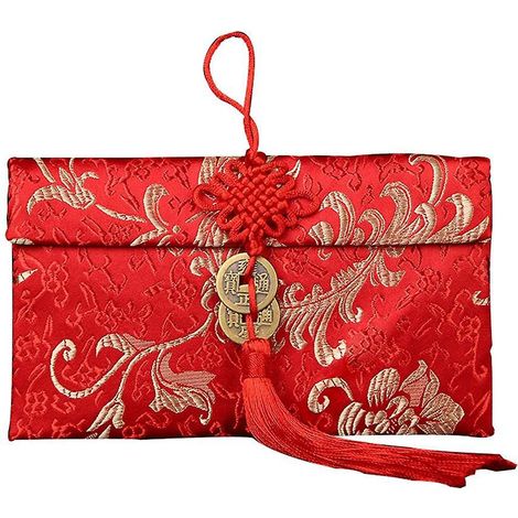 Chinesischer Knoten, horizontale Ausführung, doppelte Kupfermünzen, Brokatsatin, rote Umschläge, Dutzende Milli