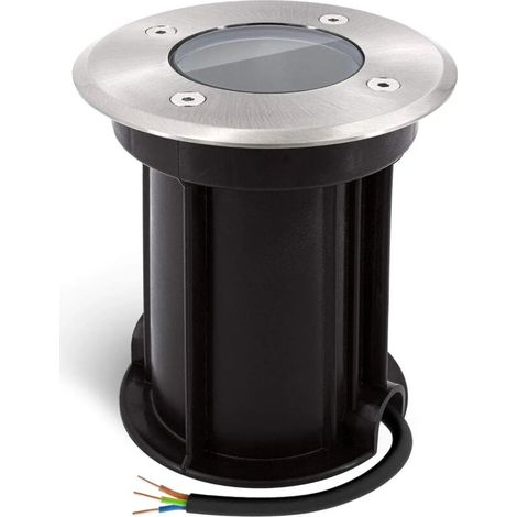 Boru Runde Bodeneinbauleuchte für GU10 - Gebürstete Oberfläche - Vorinstalliertes IP67-Kabel, Ø 110 mm 130 mm (Leuchtmittel nicht enthalten)