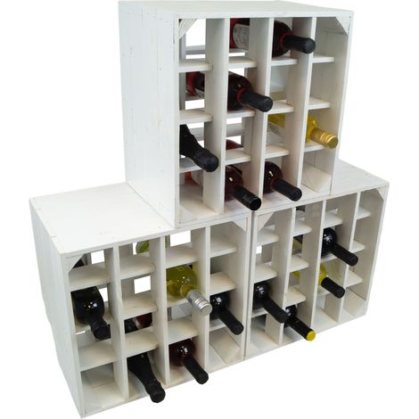 3er set Weinregal Flaschen weiß 16er 40cmx40x27cm Weinkiste Weinhalter (1/5)