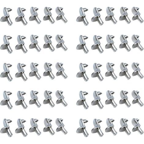 50PCS Taquet etagere Support Étagères de Métal Nickelé Goupilles de Support pour Armoire Bureau Accessoires (1/4)