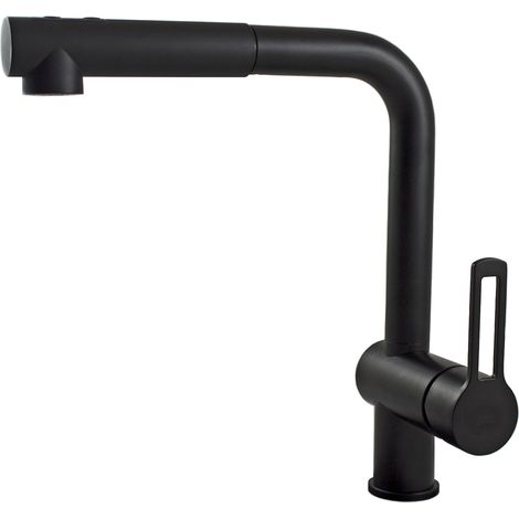 Miscelatore monocomando per lavello con doccetta estraibile Paffoni serie Ringo RIN285NO Ottone - Nero opaco (1/3)