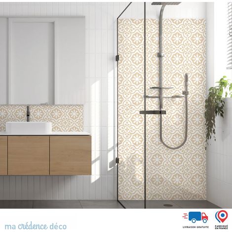 Panneau de douche : Carrelage classique 3 - Couleur Beige ivoire - Alu composite - 90 - 245 (1/3)