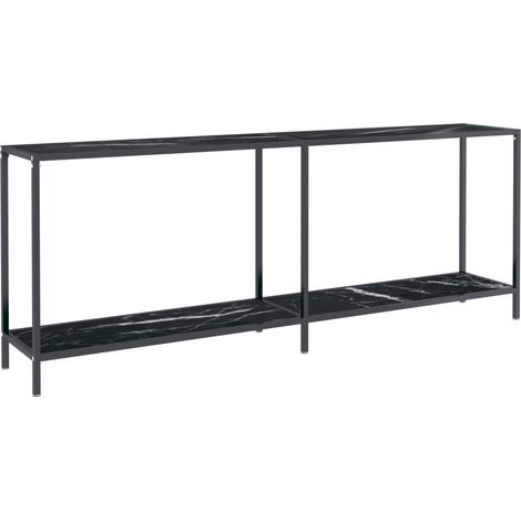 Table console，Table d'appoint，Bout de canapé，Meuble d'entrée Noir 200x35x75,5 cm Verre trempé