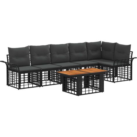 Set Divano da Giardino 7 pz Nero e Grigio scuro polyrattan vidaXL (1/5)