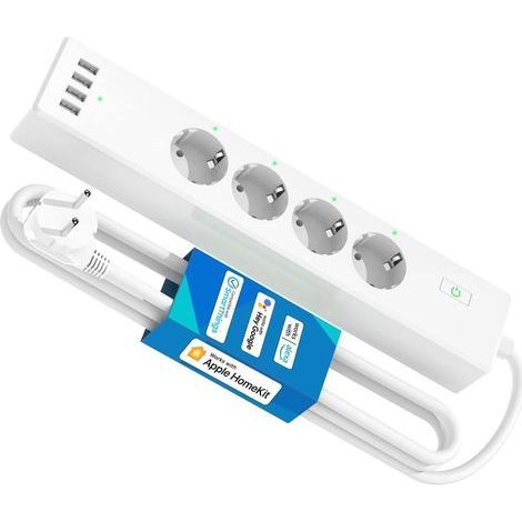 TAISHENGDA- Multiprise Connectée (Type F), 16A Multiprise WiFi Compatible avec Apple HomeKit, Alexa et Google Home (4 Prises AC et 4 Ports USB), Prise Intelligent avec Commande Vocale et Contrôle à Di (1/5)