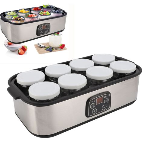 Automatischer Joghurtbereiter mit LCD-Temperatur-/Zeitanzeige, großes Fassungsvermögen für Milchshakes, Marmeladen, Eiscreme (220 V) (1/5)