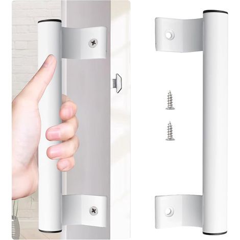 Set mit 1 Schiebetürgriff aus Aluminiumlegierung und weißem Glas für 17 cm Befestigungslöcher rechts/links (1/5)