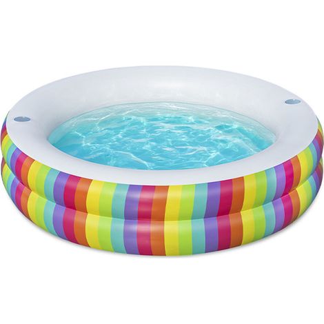 Bestway Piscina per Bambini 2 Anelli Arcobaleno 206x206x51 cm +6 Anni Giardino 54443 (1/5)